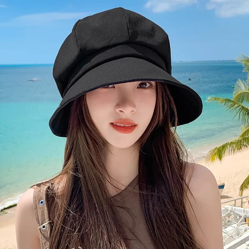 Womens Foldable Wide Brim Sun Bucket Hat