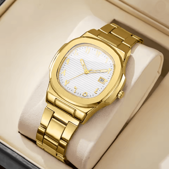 Luxury Square Dial Mens Quartz Watch Stainless Steel Business Style