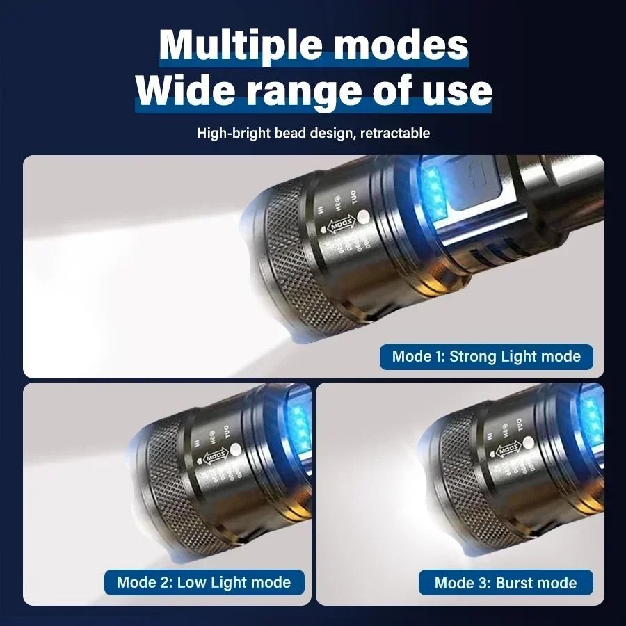 Super Bright USB Rechargeable LED Flashlight with Long Range Beam