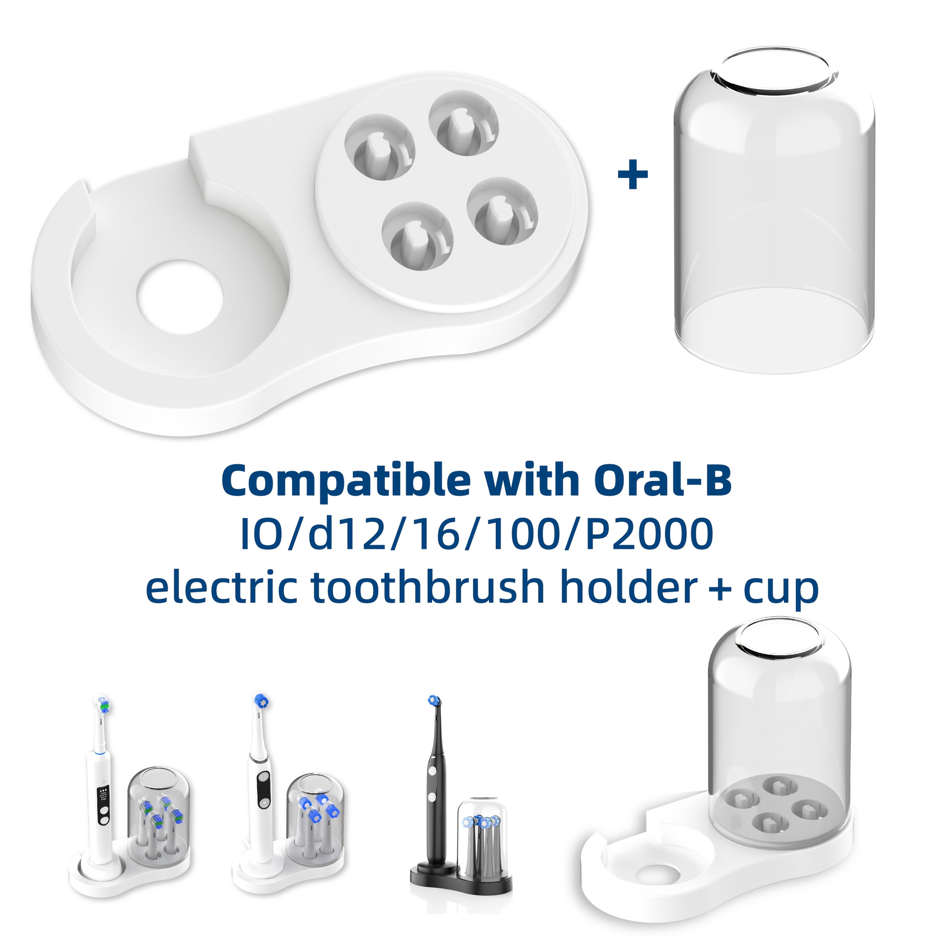 Universal Electric Toothbrush Holder for IO/EB Series with Induction Charger and Brush Head Placement