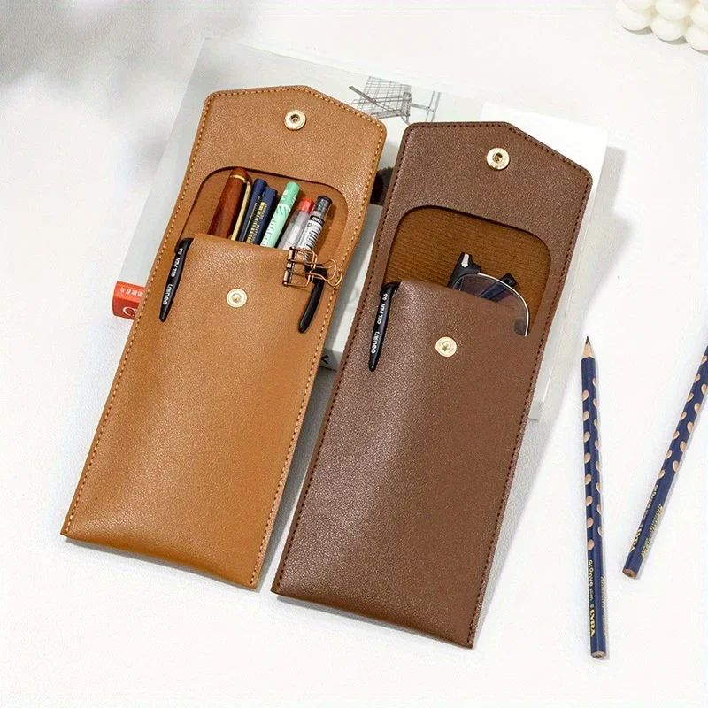 PU Leather Large-Capacity Pencil and Stationery Case