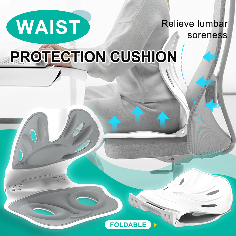 Ergonomic Chair Waist Back Support Cushion, Foldable Portable Posture Corrector for Office Chairs and Car Seats