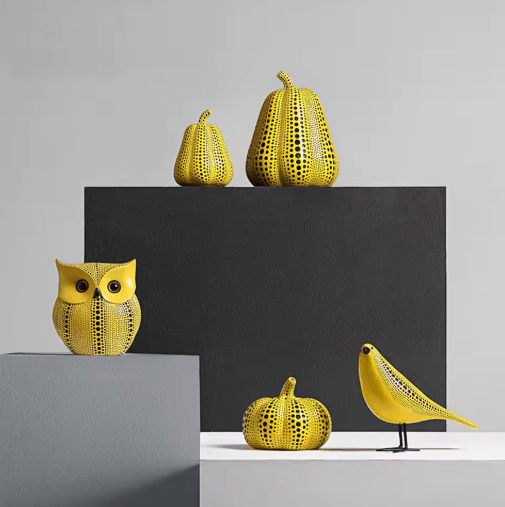 Charming Owl Figurine Decor – Cute Pumpkin Animal Statue for Home & Desktop Styling