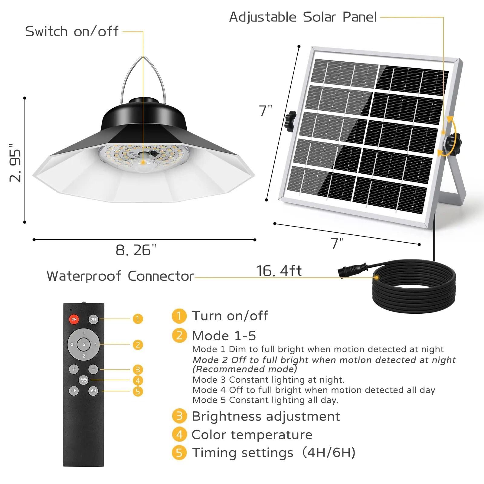 Solar Pendant Light with Motion Sensor LED Digital Display