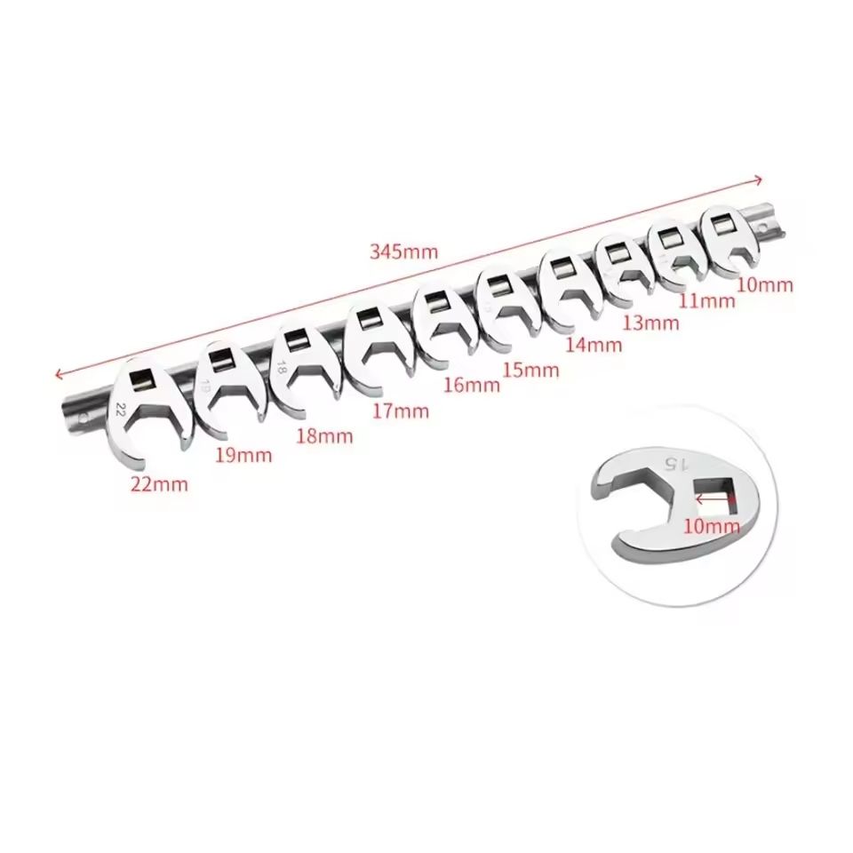 Crowfoot Wrench Set 10 Piece 3 8 Inch Drive Metric 10 To 22mm