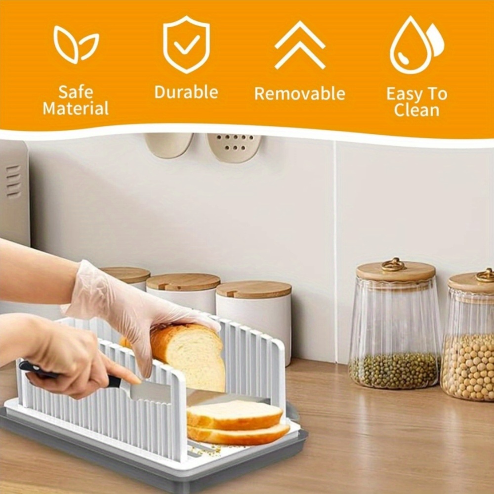 Adjustable Bread Slicer with Crumb Tray Multifunctional Folding Manual Slicer for Homemade Bread