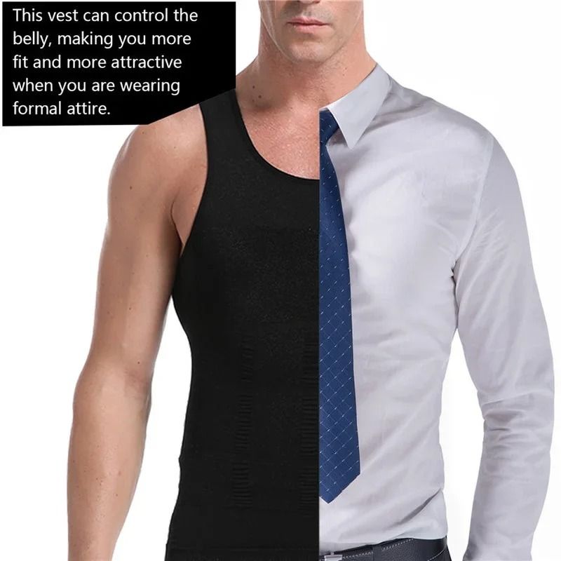 Men Slimming Compression Shirt Body Shaper Tummy Control Waist Cincher Undershirt