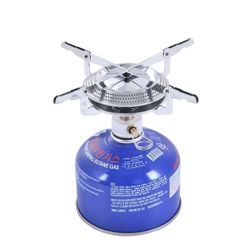 Windproof Camping Gas Stove, Portable, Foldable Backpack Stove with Piezo Ignition for Outdoor Cooking, Hiking