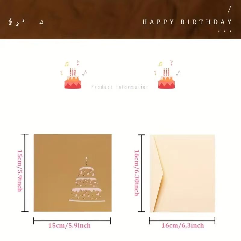 3D Pop-Up Musical Greeting Card – Birthday & Wedding LED Gift Card with Envelope