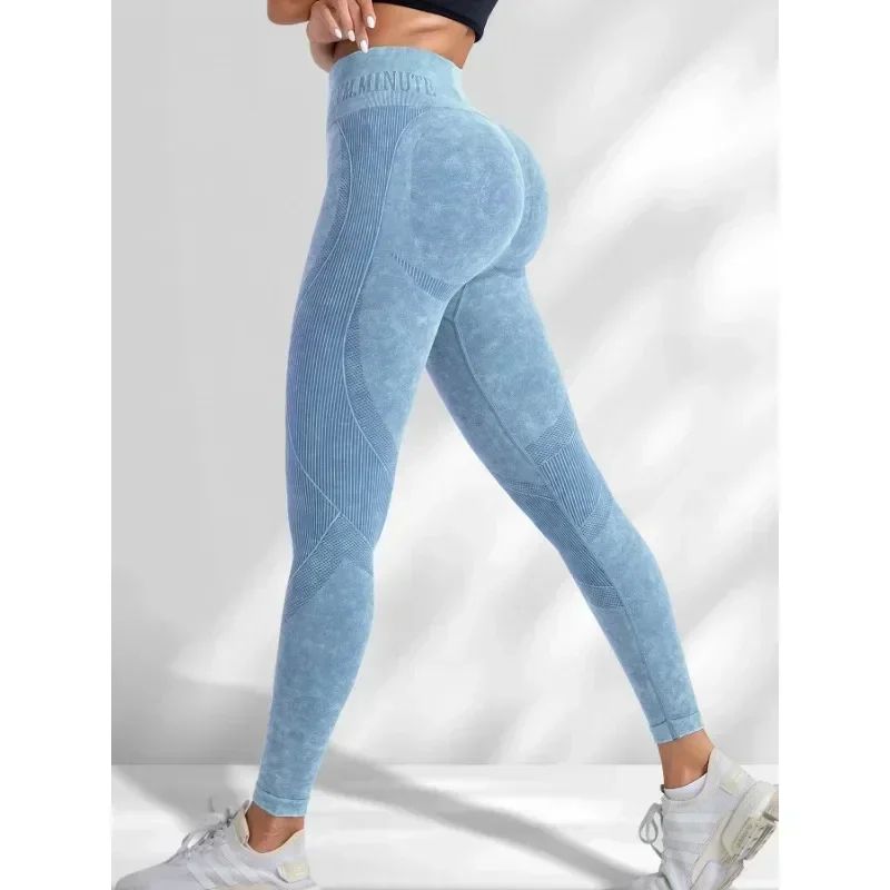 Seamless High Waist Booty Lift Gym Leggings – Women's Sand Washed Yoga Workout Pants