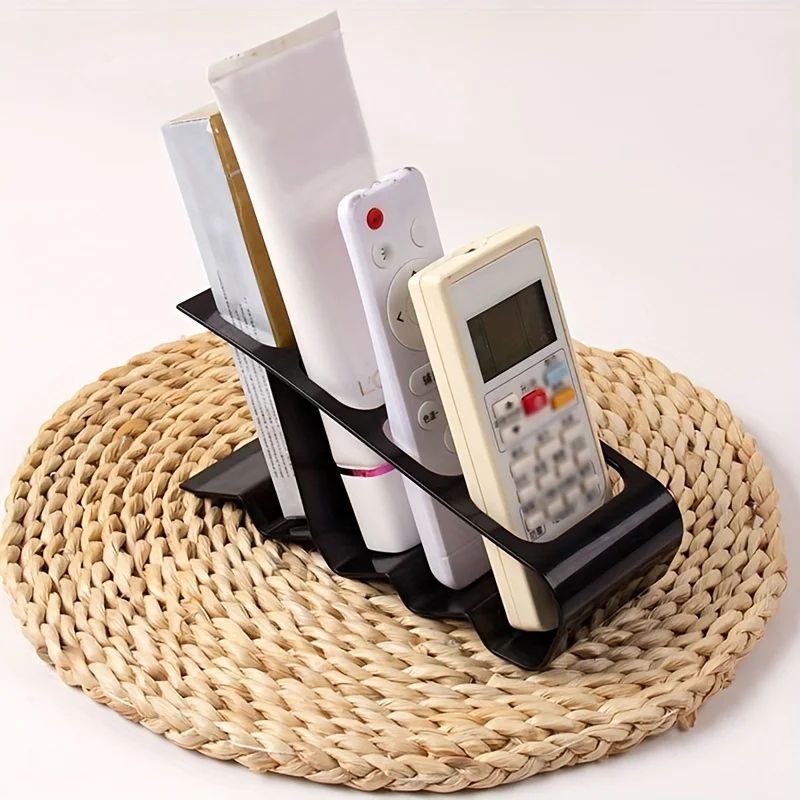 4-Slot Remote Control Holder Desk Organizer – Space Saving Plastic TV & Office Storage Rack