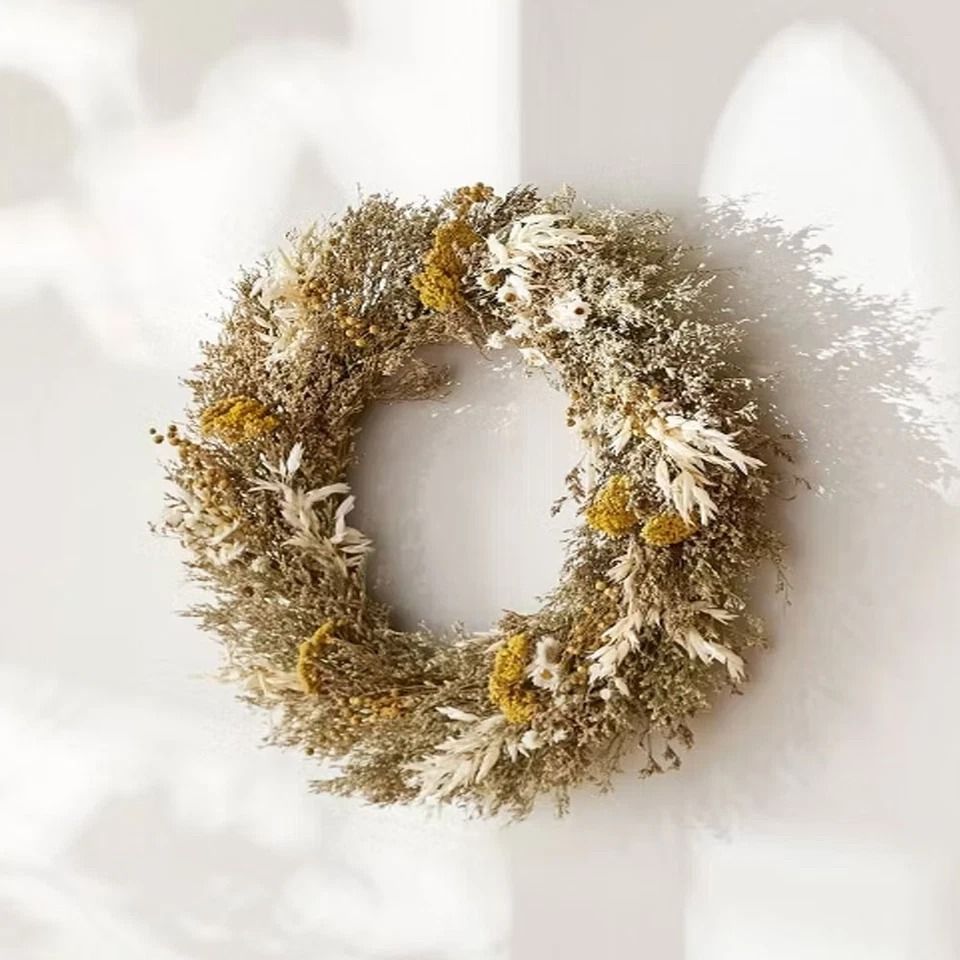 Hearth & Hand with Magnolia Preserved Spring Grass Wreath, , Natural Dried Flowers and Grass for Door