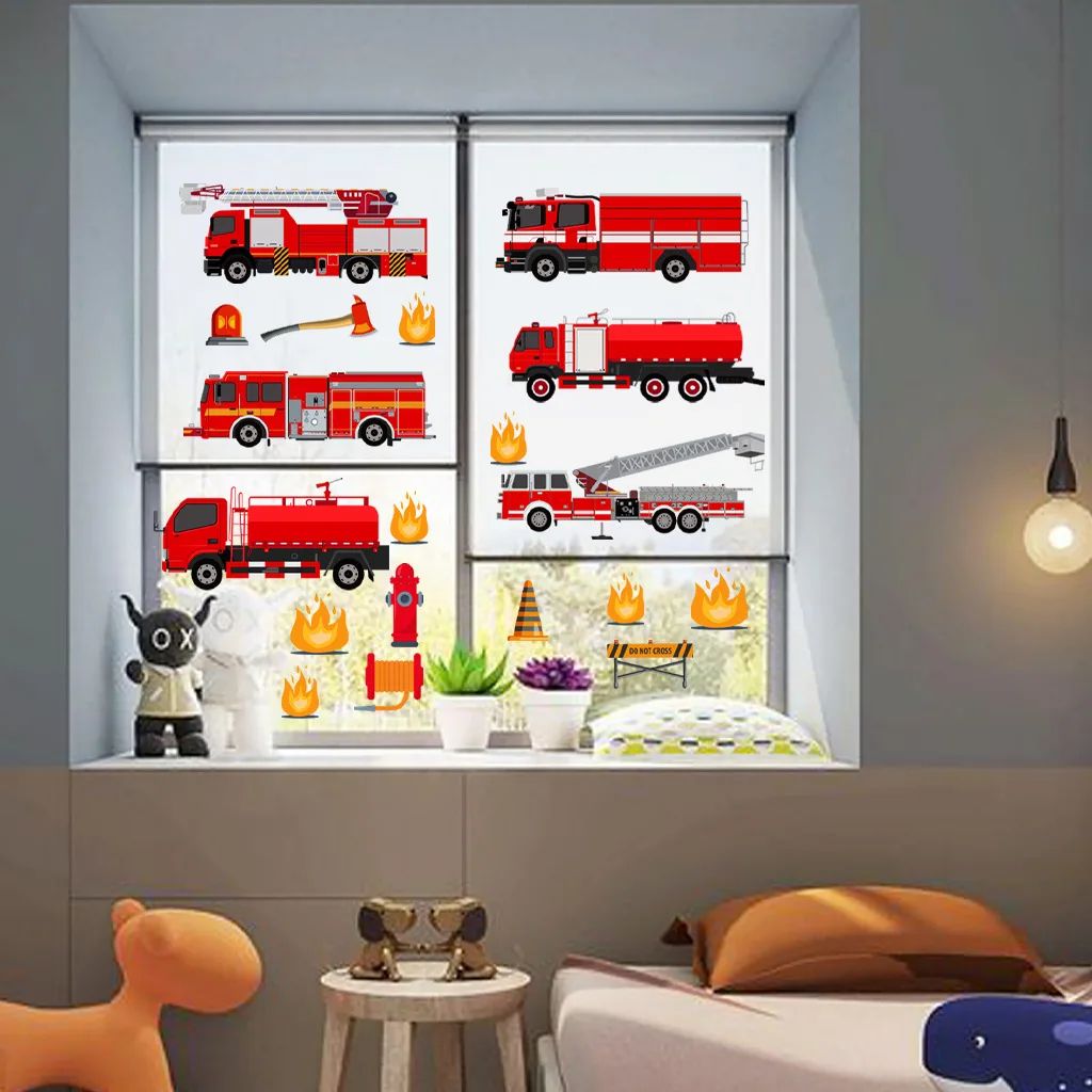 Cartoon Fire Truck Wall Sticker Decal