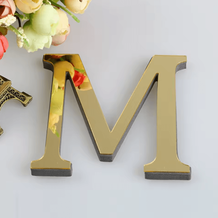Gold Mirror Alphabet Wall Stickers – 3D Acrylic Letter DIY Decor for Bedroom & Events