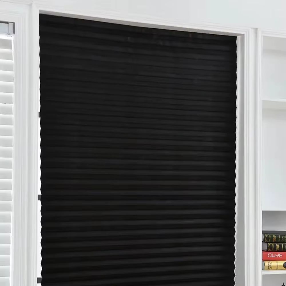 Self Adhesive Pleated Window Blinds Half Curtain for Bathroom Balcony and Living Room Privacy Shade