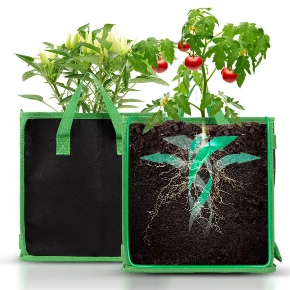 GrowCube Square Fabric Grow Bag – Thick Non-Woven Planting Bag with Handles for Indoor & Outdoor Gardening