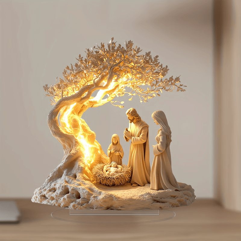 Jesus and the Tree of Life Acrylic Ornament, Faith Keepsake for Newborns & Children