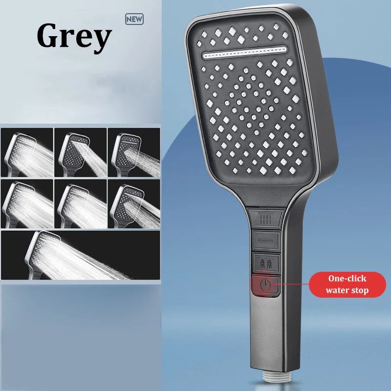 High Pressure Shower Head 7 Mode Adjustable Water Saving Shower Set