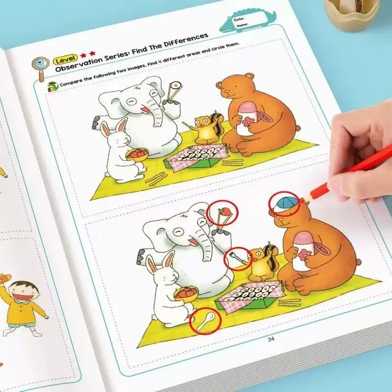 32 Page Interactive Learning Book Game for Kids Finding Differences Drawing Notebook