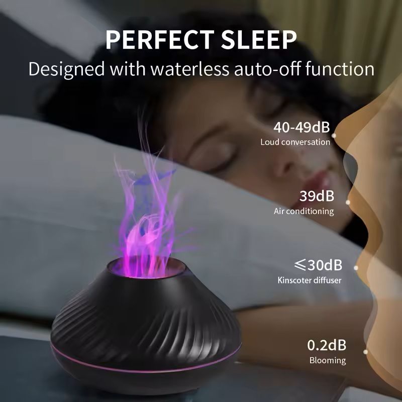 Volcanic Flame Aroma Diffuser and Essential Oil Humidifier with Night Light