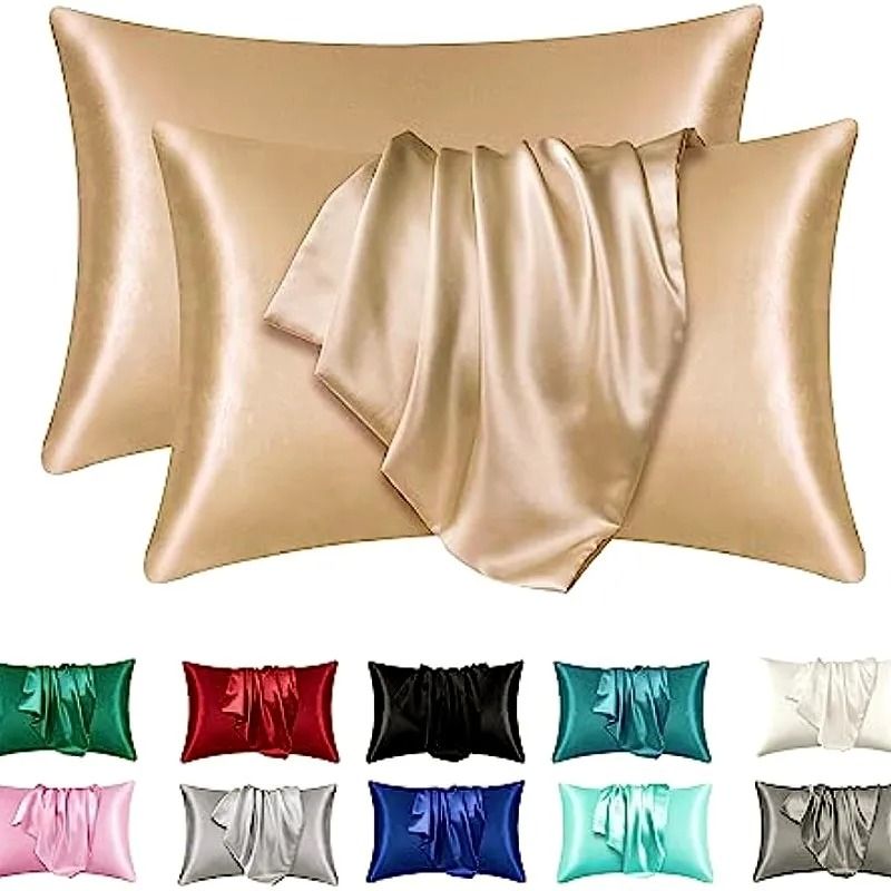 2pcs Satin Silk Pillowcase Set Standard Size