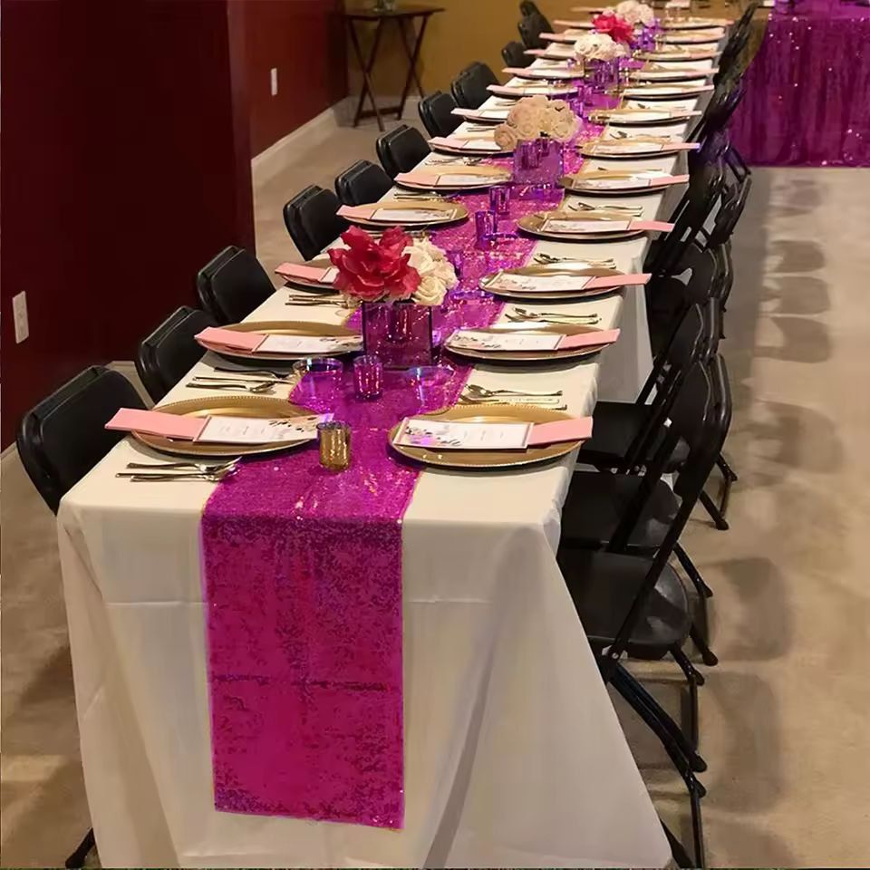 GlamourSpark Sequin Table Runner - Glitter Dining & Party Decor