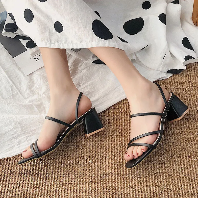 Sexy High Heels Square Open Toe Sandals New Fashion Summer Shoes for Women