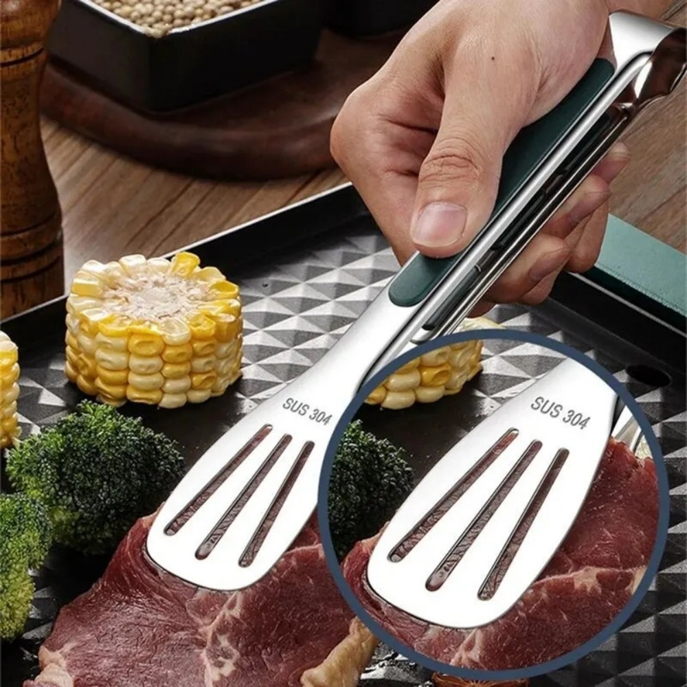 BBQ Grill Food Tong Stainless Steel Salad Bread Clip Buffet Clamp Non-slip