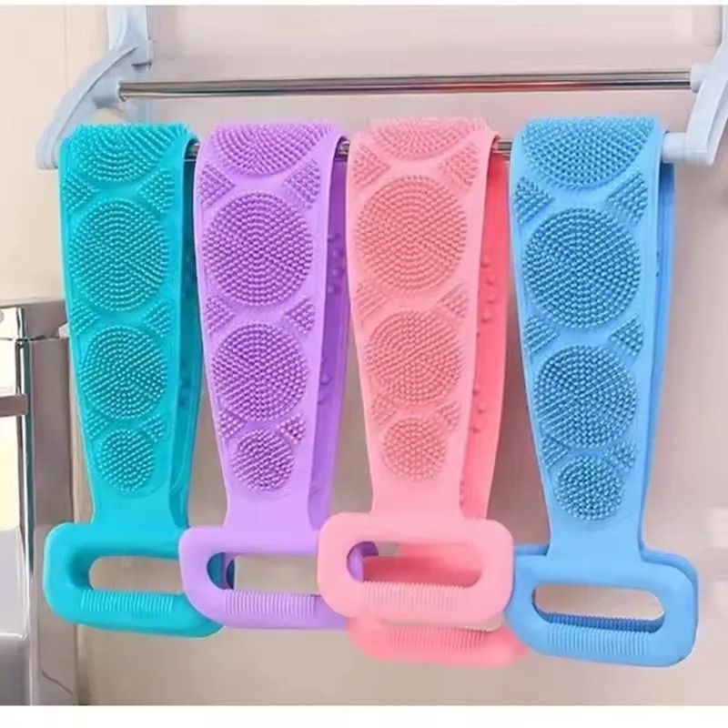 FlexClean Silicone Back Scrubber Shower Belt with Exfoliating Massage Brush