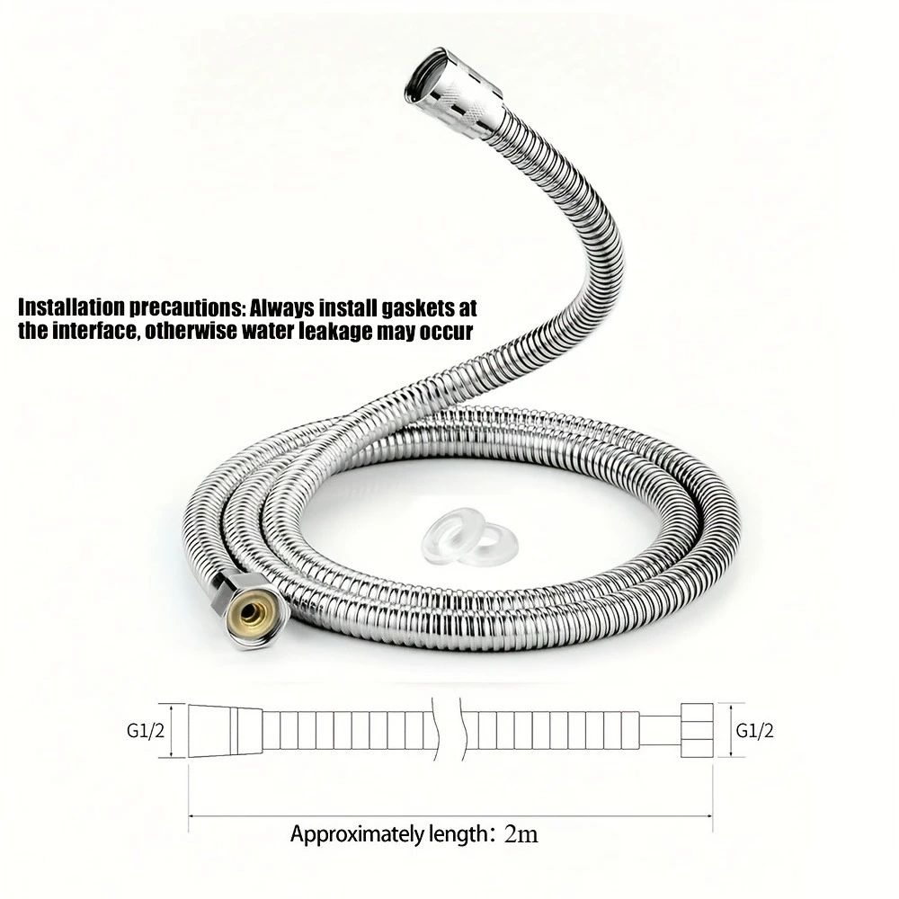 Stainless Steel Shower Hose Extension, Flexible Anti Tangle Bathroom Handheld Shower Water Pipe