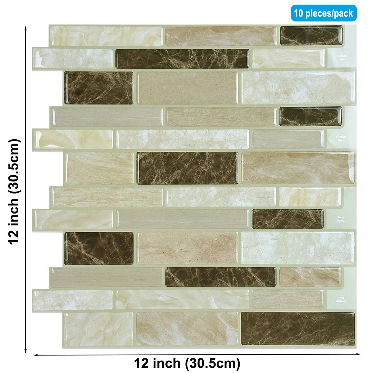 3D Waterproof Kitchen Wall Tiles | 12x12 Inch Strong Adhesive Mural | Premium Peel and Stick Home Wallpaper
