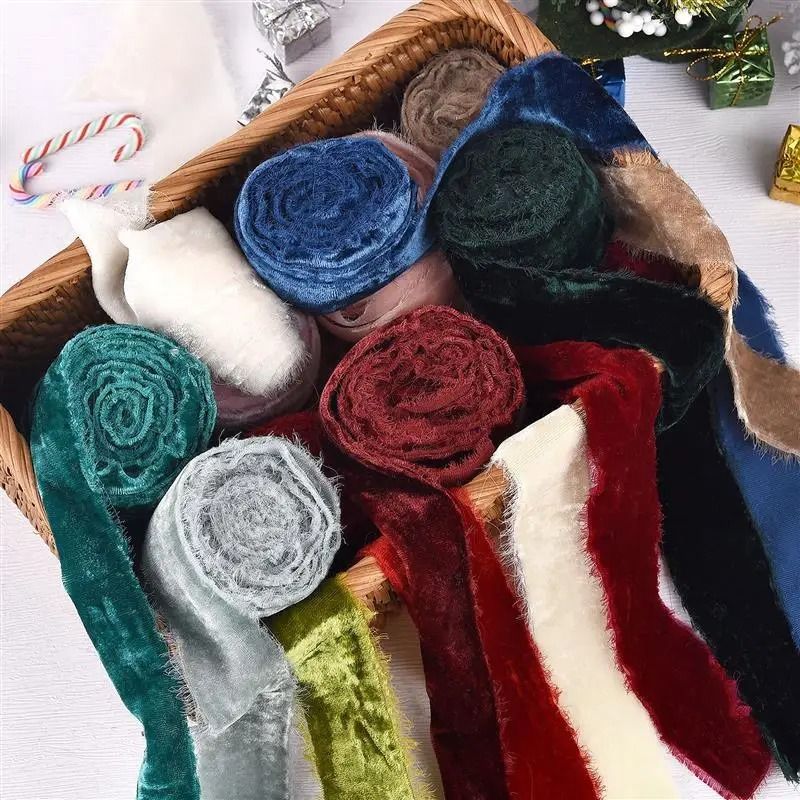 Frayed-Edge Velvet Suede Ribbon | Professional 1.57 in Wedding Invitation & Bouquet Wrapping System