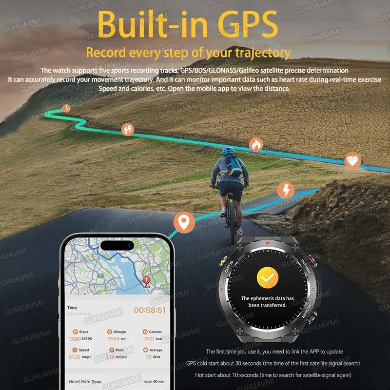 ActivePulse GPS Smart Watch Waterproof Fitness Tracker Bluetooth Call
