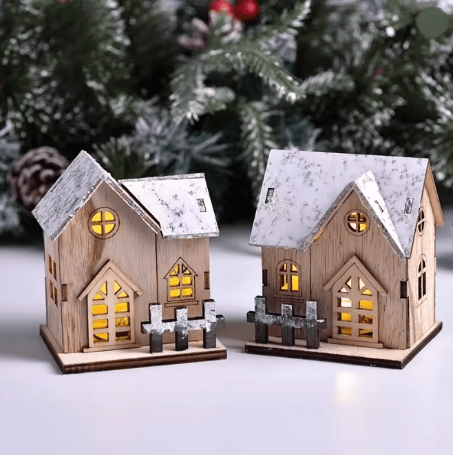 GlowCabin Wooden Christmas LED House Decoration