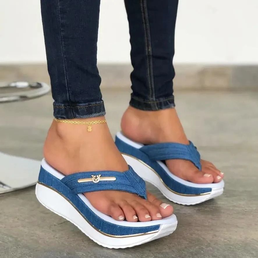 Women Casual Platform Wedge Slip On Peep Toe Sandals Summer Comfort