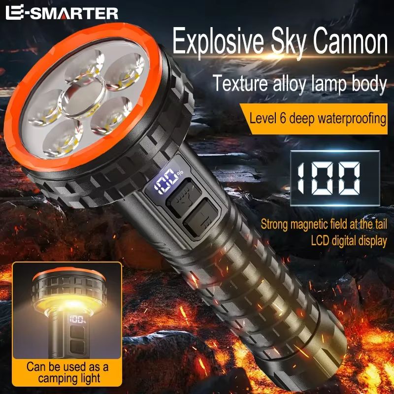 Rechargeable Powerful LED Flashlight With USB-C Portable Outdoor Torch
