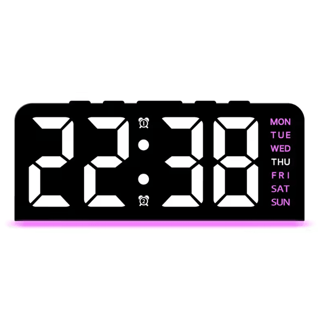 Digital LED Alarm Clock with Dual Alarms & Night Light – Modern Bedside Desk Clock with Date Display