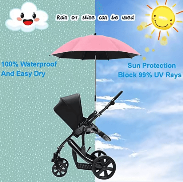 SunGuard Universal Baby Stroller Umbrella with Clamp & UV Protection
