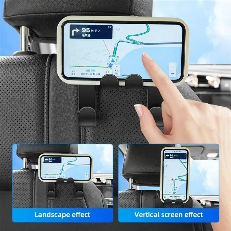 Universal Lazy Rear Seat Phone Stand Hook Holder Bracket for Car Back Seat Headrest Hanging Storage