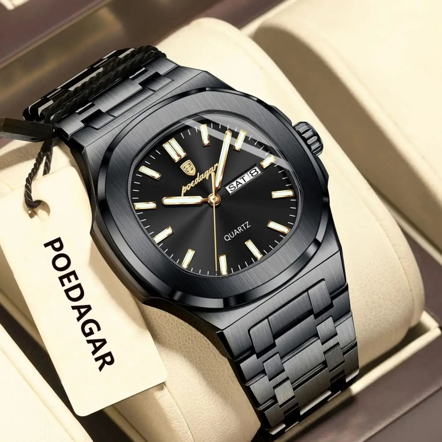 Poedagar Original Square Quartz Watch for Men