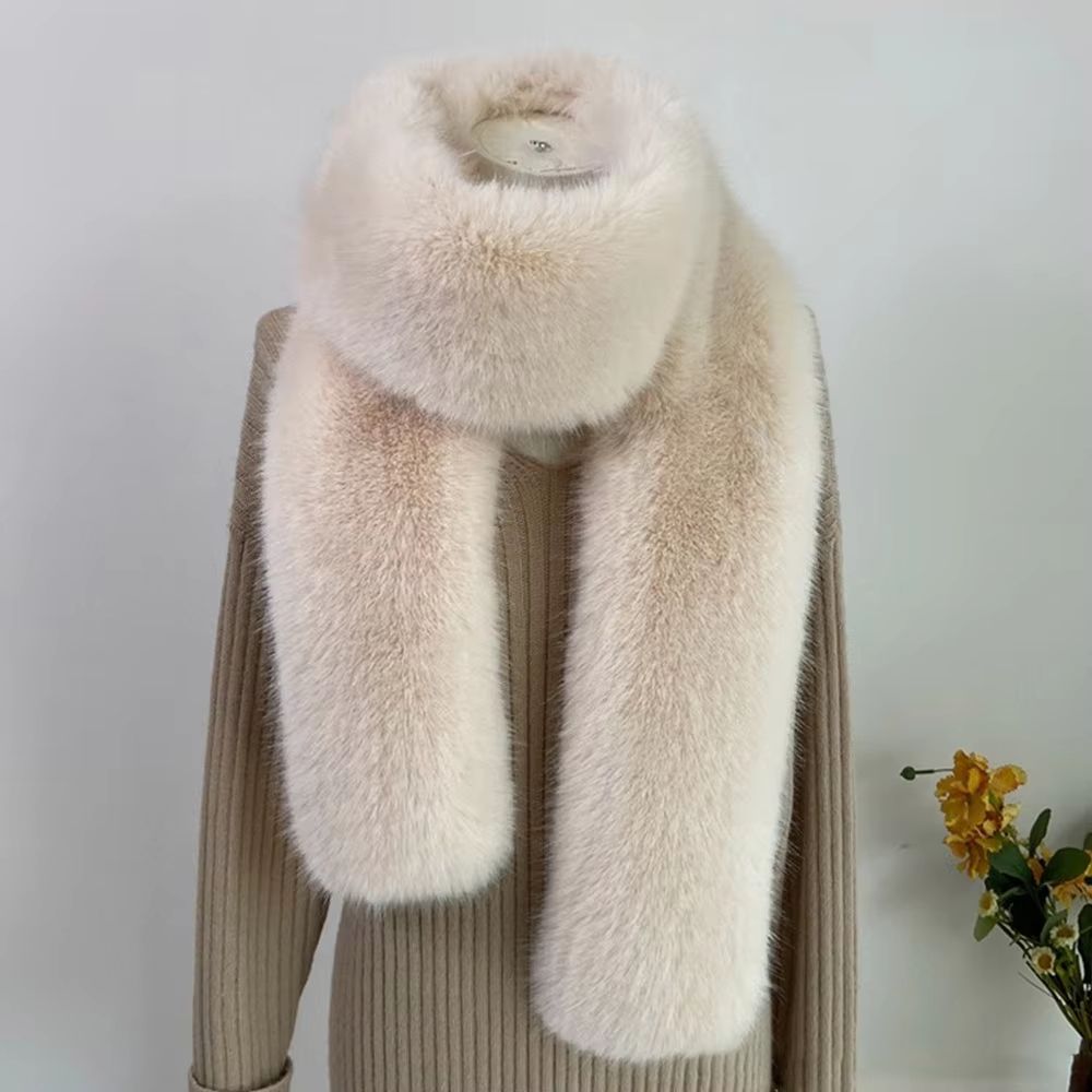 Luxury Plush Fake Fur Long Scarf 70.87in Soft Winter Wrap & Shawl