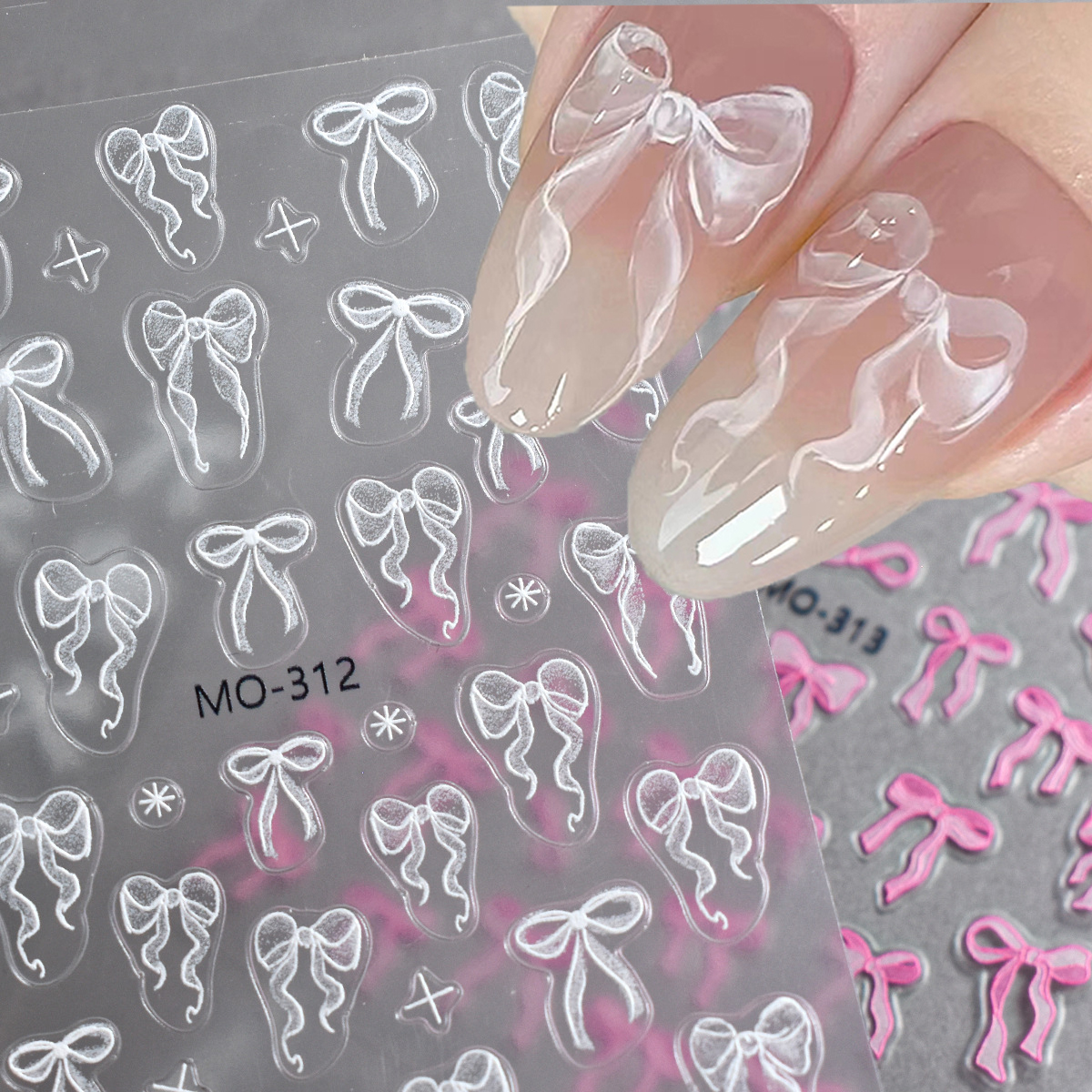 Bowknot Nail Stickers Self Adhesive Bow & Ribbon Nail Art Decals