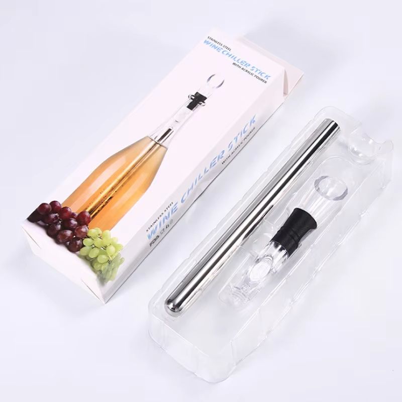 ChillPro Stainless Steel Ice Wine Chiller with Rapid Iceless Wine Cooler Stick