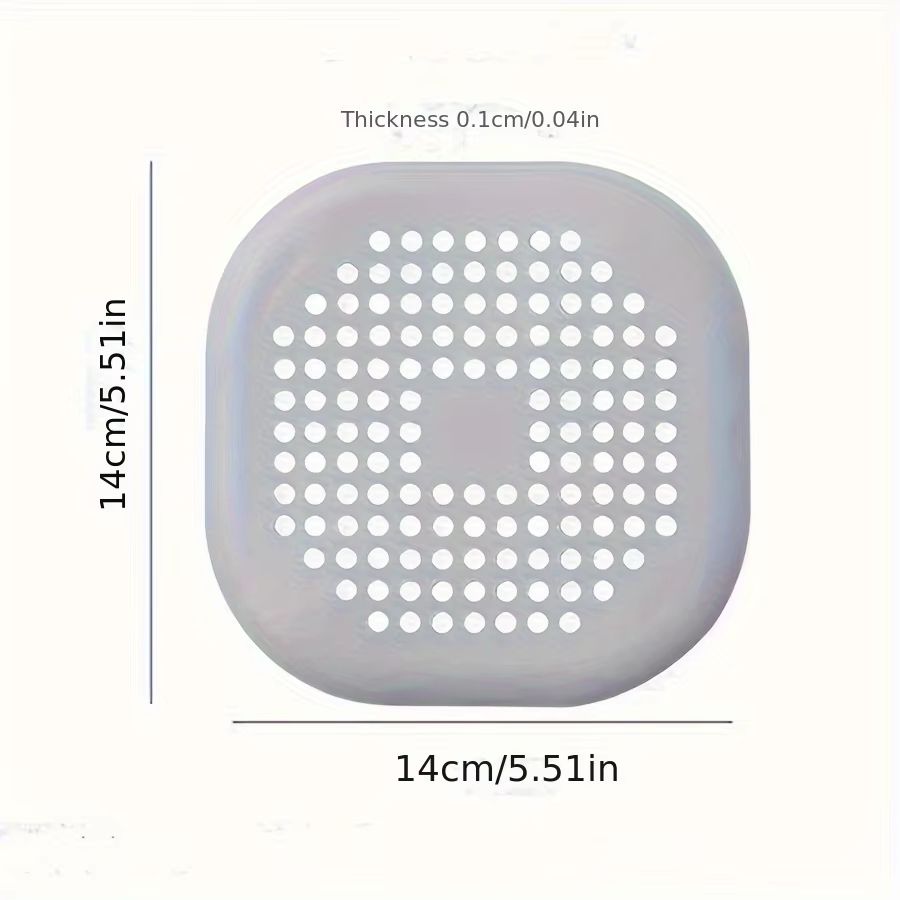 Square Silicone Drain Cover Hair Catcher Anti-Clog Bathroom Filter Mat