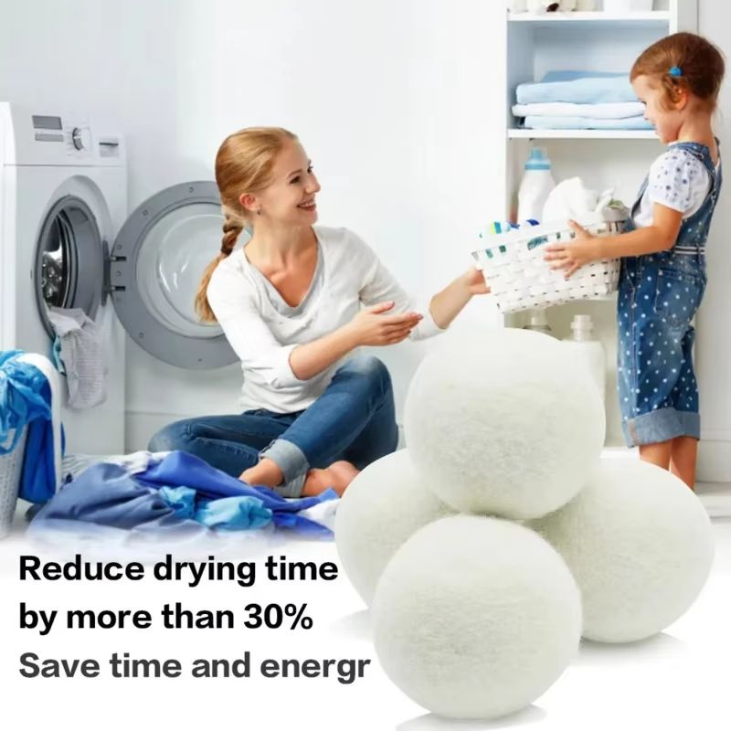 Reusable Wool Dryer Balls Natural Fabric Softener Laundry Set