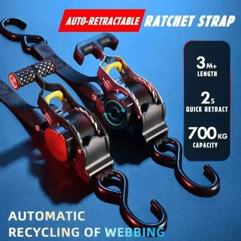 AutoLock Pro Retractable Ratchet Tie Down Straps for Secure Cargo Transport