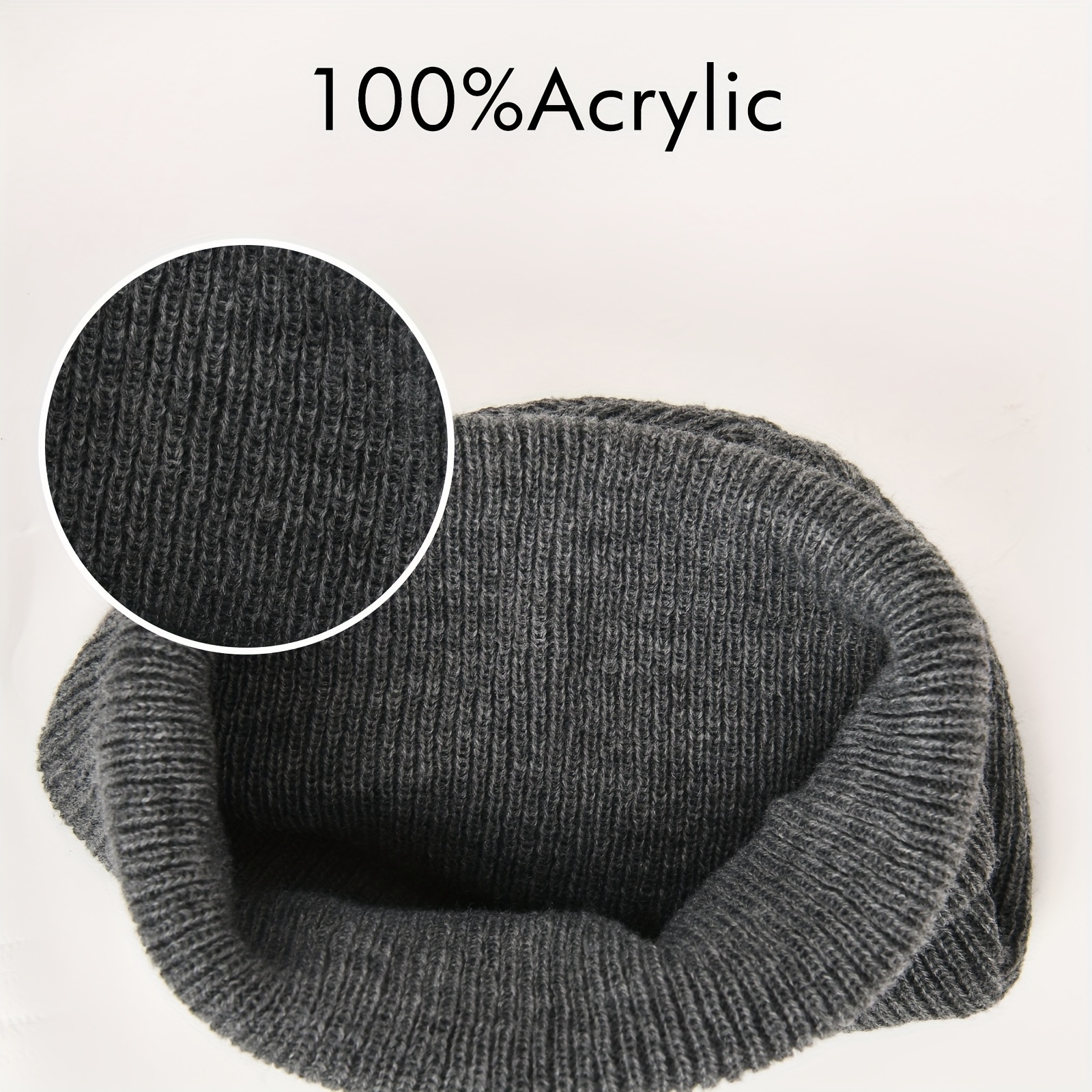 Windproof Winter Autumn Knitted Beanie Hat, Soft Elastic Cycling Skull Cap, Warm Hiking Camping Headcover for Men