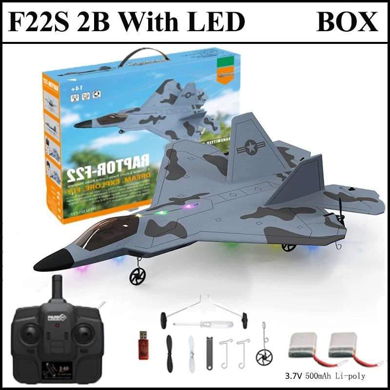 2024 F22S RC Airplane 24G 4 Channel Foam Warplane with LED and Gyroscope