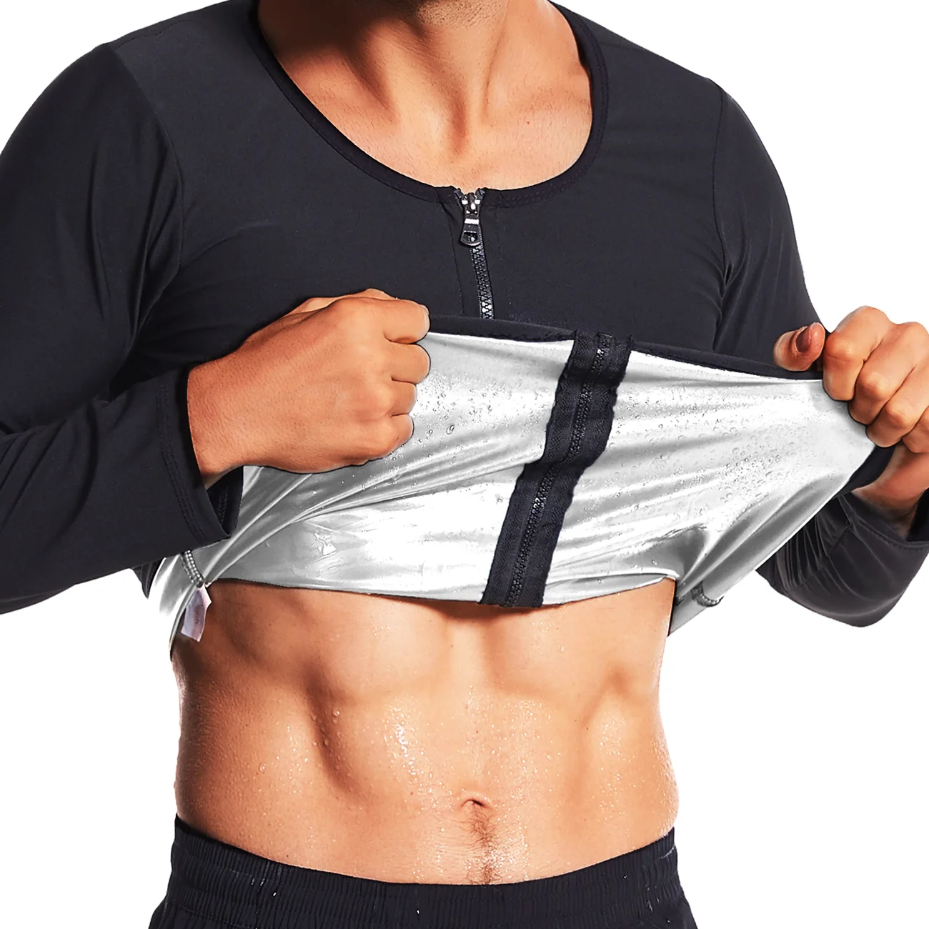 Gym Exercise Versatile Shaper Waist Trainer, Men's Sauna Suit Shirt, Heat Trapping Sweat Compression Shirt, Shapewear