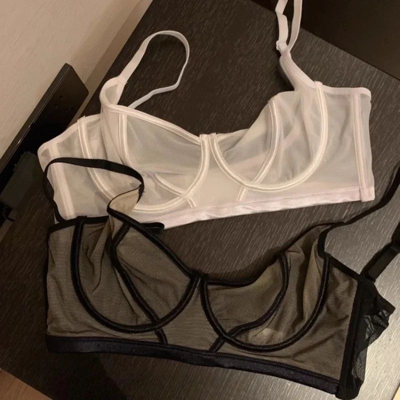 Transparent Ultra-Thin Lace Strapless Bra – Sexy Embroidered Underwire Lingerie